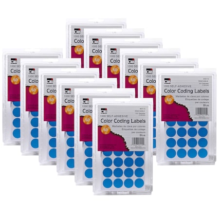 Charles Leonard Color Coding Labels, 3/4in, Blue, PK12000 45115